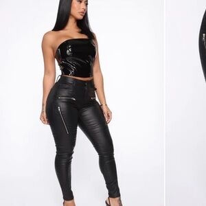 Black Faux Leather Skinny Pants